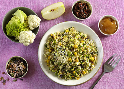 Recette Bio De Taboule De Choux Multicolores Et Graines Germees Vinaigrette Miso